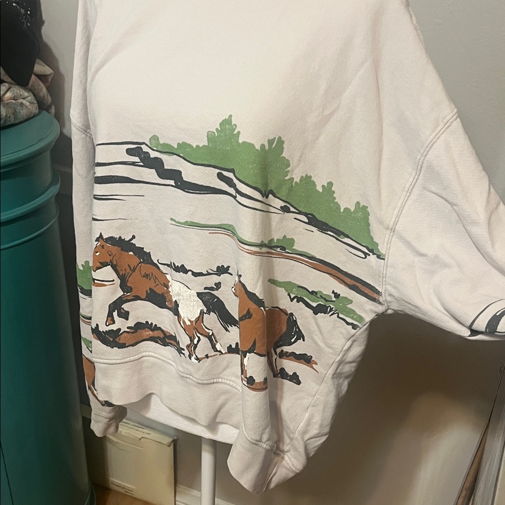 Daydreamer White Horse Print Sweatshirt